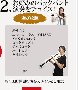2. お好みのバックバンド演奏をチョイス!