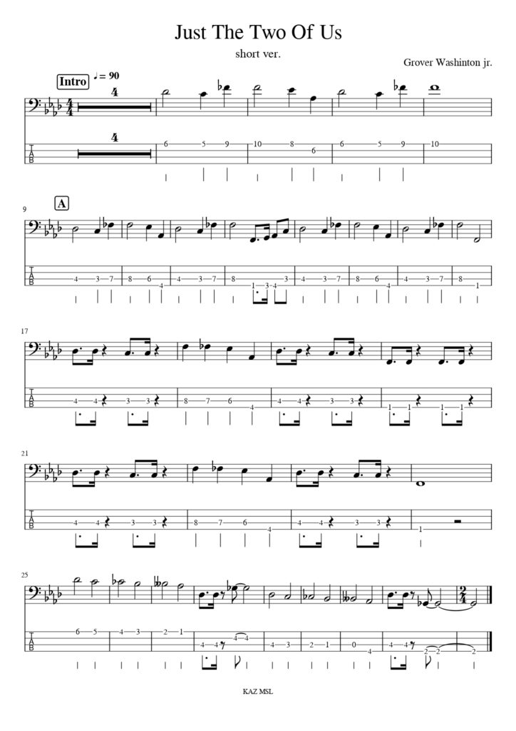 ベースでjust The Two Of Us Grover Washington Jr を演奏 弾き方 ポイントを現役音楽講師が解説 Music Lesson Lab