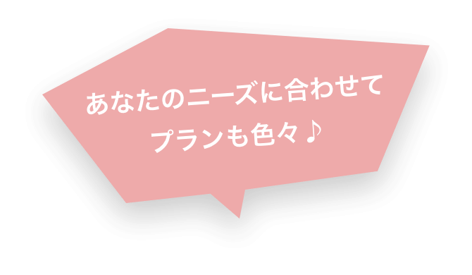 あなたのニーズに合わせてプランも色々♪