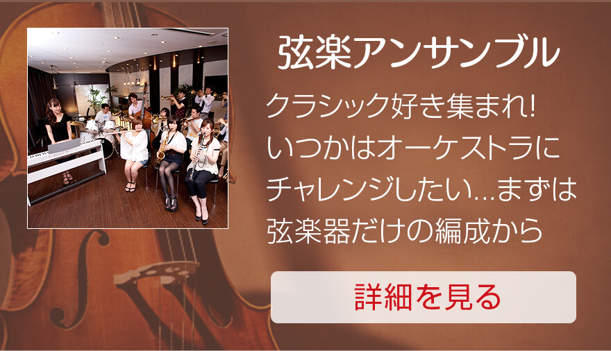 弦楽アンサンブル:クラシック好き集まれ!いつかはオーケストラにチャレンジしたい...まずは弦楽器だけの編成から